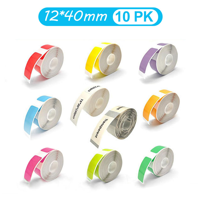 Label Printer Tape - Rolo de etiquetas térmicas transparentes coloridas,