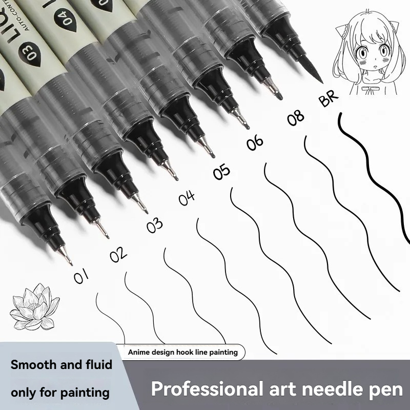 Copic Marker Sketch - Pacote com 12 Canetas Fineliner Pretas,