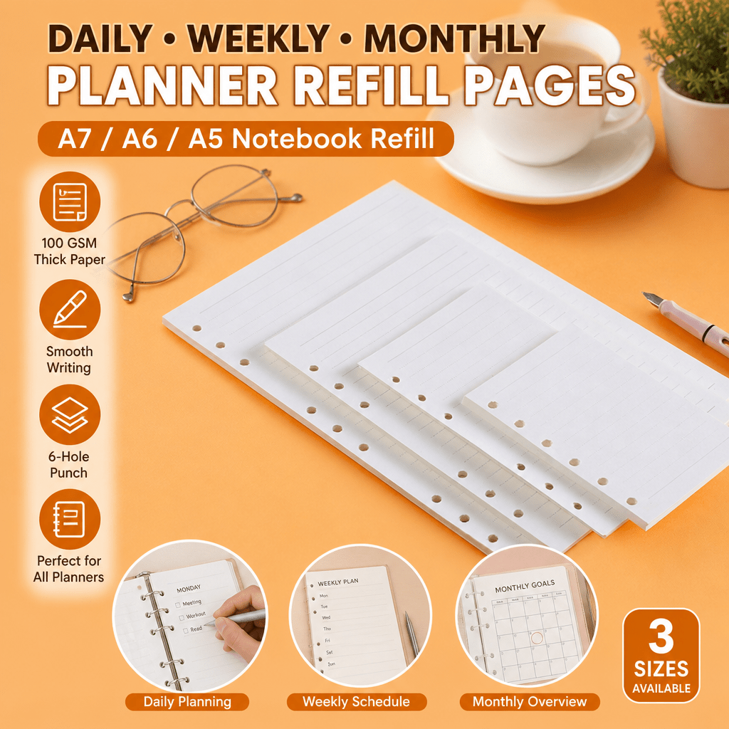 Notebook Dotted A5 - Páginas de Refil para Planner A5