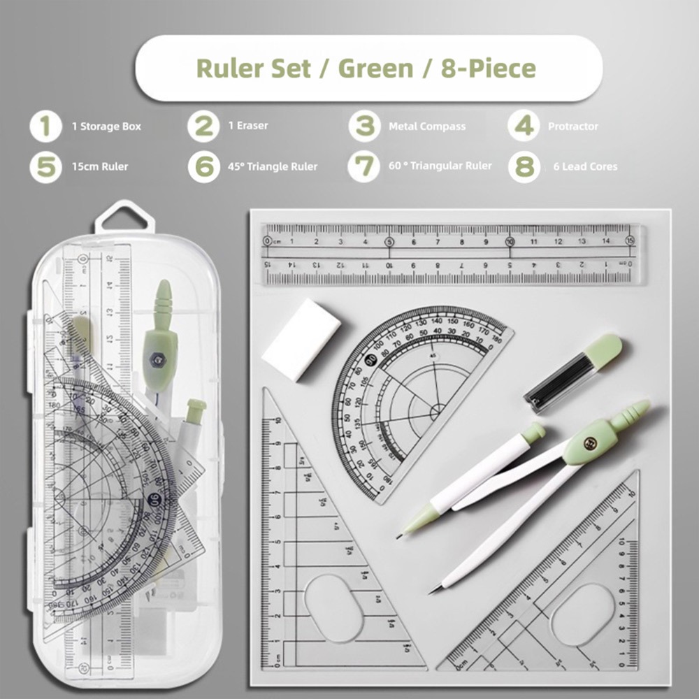 Compass Geometry Set - 8 Pçs/set Régua de Plástico Conjunto