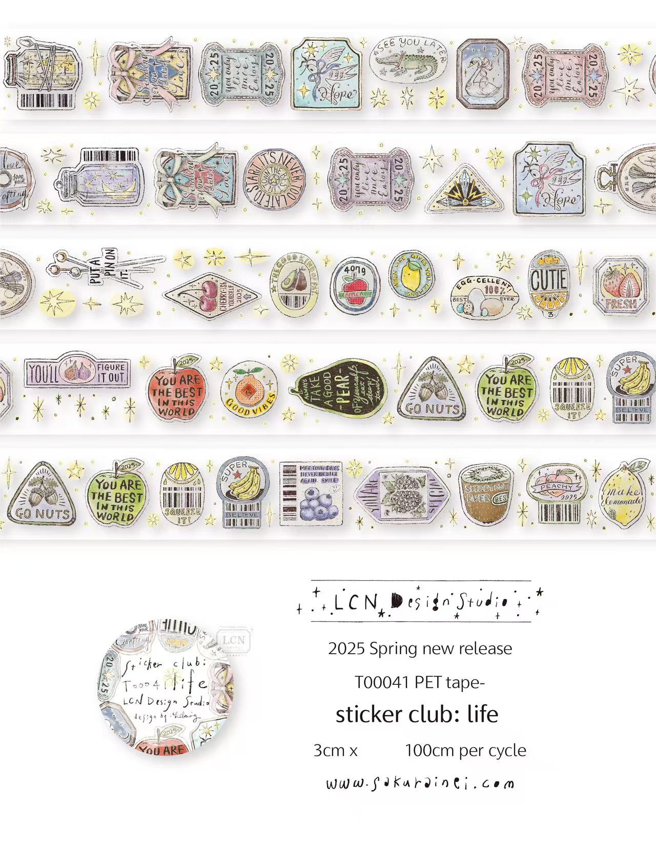 Washi Tape Set - 1 laço lcn adesivo vintage clube