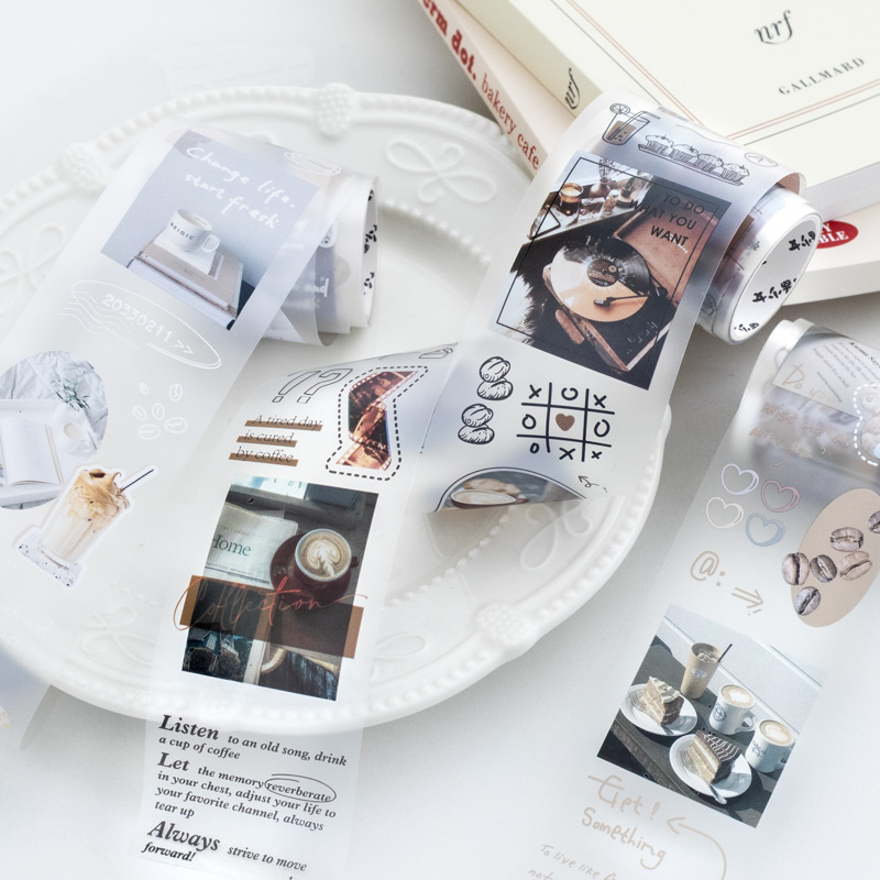 Label Printer Tape - Adesivos decorativos para série café, etiquetas