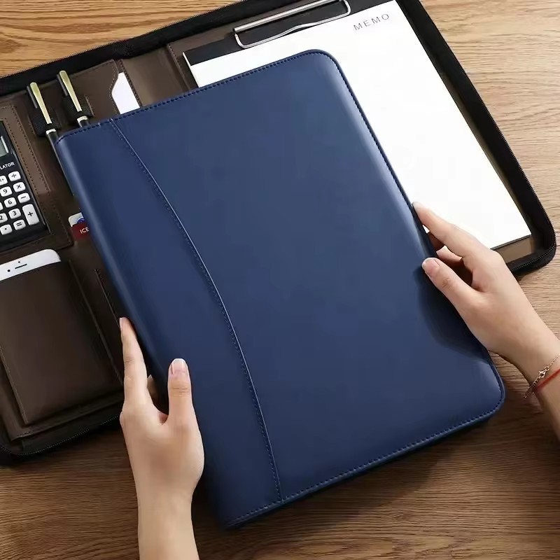Portafólio de couro PU A4 Docu - Portfolio Folder Zip avaliação e preço